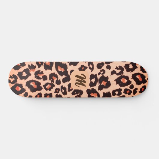 Monogram gepersonaliseerd cheetah-thema skateboard (Horizontaal)