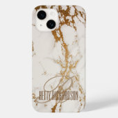 Monogram Gepersonaliseerd Elegant Glitter Wit Marm Case-Mate iPhone Case (Achterkant)