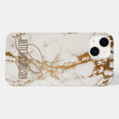 Monogram Gepersonaliseerd Elegant Glitter Wit Marm Case-Mate iPhone Case (Achterkant (horizontaal))