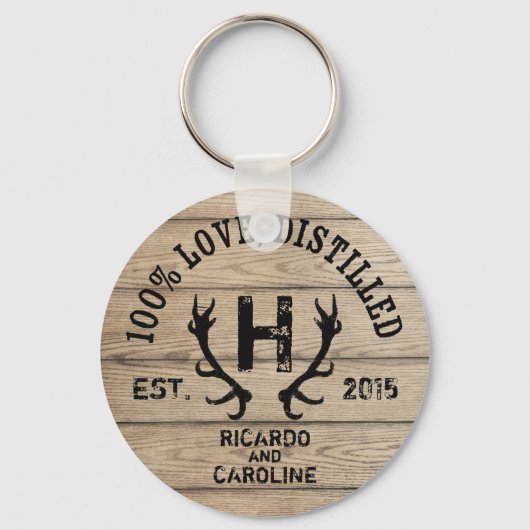 Monogram gepersonaliseerd hout - Bourbon Barrel We Sleutelhanger (Voorkant)