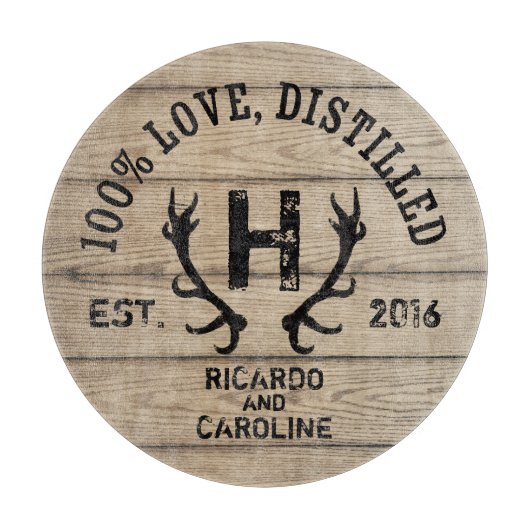 Monogram gepersonaliseerd hout - Bourbon Barrel We Snijplank (Voorkant)