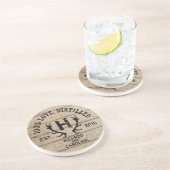 Monogram gepersonaliseerd hout - Bourbon Barrel We Zandsteen Onderzetter (Zijkant)