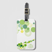 Monogram Gepersonaliseerd Modern Groen Cirkelpatro Bagagelabel (Voorkant (verticaal))