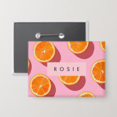 Monogram gepersonaliseerd Oranje plakpatroon Button (Voorkant / Achterkant)