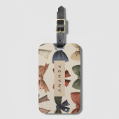 Monogram Gepersonaliseerd Retro  Boogpatroon Bagagelabel (Voorkant (verticaal))