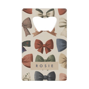 Monogram Gepersonaliseerd Retro  Boogpatroon Kredietkaart Flessenopener