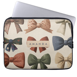 Monogram Gepersonaliseerd Retro Boogpatroon Laptop Sleeve