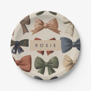 Monogram Gepersonaliseerd Retro Boogpatroon Papieren Bordje