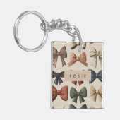 Monogram Gepersonaliseerd Retro  Boogpatroon Sleutelhanger (Voorkant Links)