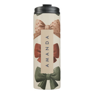 Monogram Gepersonaliseerd Retro Boogpatroon Thermosbeker