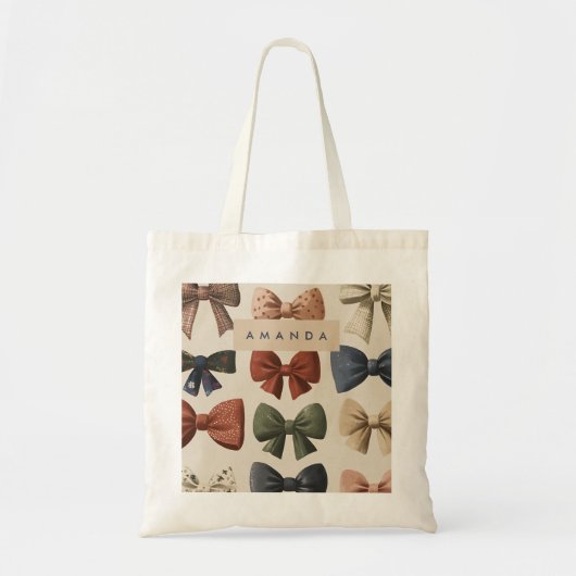 Monogram Gepersonaliseerd Retro Boogpatroon Tote Bag (Voorkant)