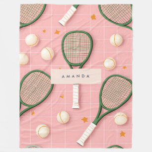 Monogram Gepersonaliseerd Retro Tennis Racket Patr Fleece Deken