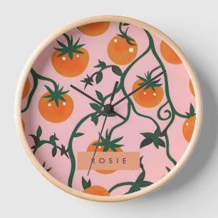 Monogram gepersonaliseerd retro tomaat wijnpatroon