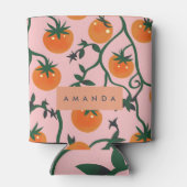 Monogram gepersonaliseerd retro tomaat wijnpatroon blikjeskoeler (Achterkant)