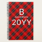 Monogram Gepersonaliseerd rood tartaan geruite pat Planner (Voorkant)