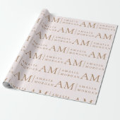 Monogram gepersonaliseerd roze Initiaal en naam Cadeaupapier (Uitgerold)