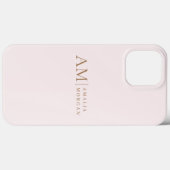 Monogram gepersonaliseerd roze Initiaal en naam Case-Mate iPhone Case (Achterkant (horizontaal))