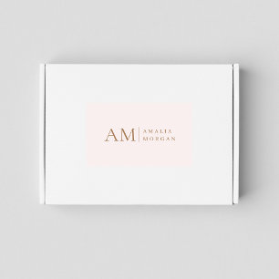 Monogram gepersonaliseerd roze Initiaal en naam Rechthoekige Sticker