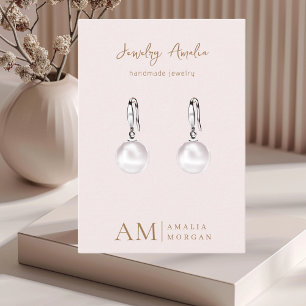 Monogram gepersonaliseerd roze Initiaal en naam Visitekaartje