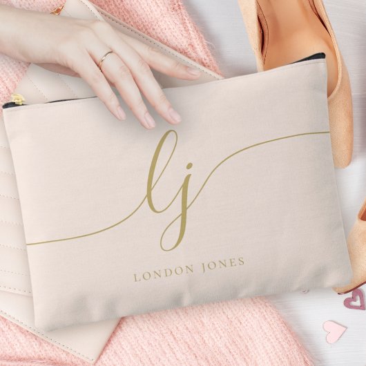 Monogram gepersonaliseerd roze Initiaal naam roze  Etui