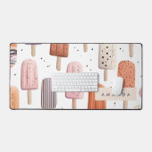 Monogram Gepersonaliseerd Schattige Popsicle Patro Bureaumat (Keyboard & Muis)