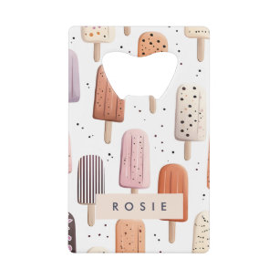 Monogram Gepersonaliseerd Schattige Popsicle Patro Kredietkaart Flessenopener