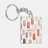 Monogram Gepersonaliseerd Schattige Popsicle Patro Sleutelhanger (Voorkant Links)