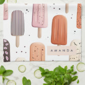 Monogram Gepersonaliseerd Schattige Popsicle Patro Theedoek (Gevouwen)