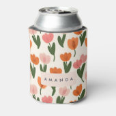 Monogram Gepersonaliseerd Schattige Spring Tulip P Blikjeskoeler (Blikje Achterkant)