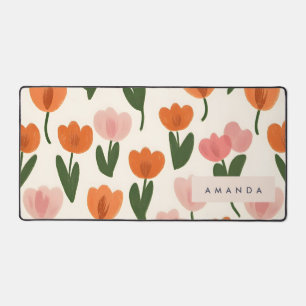 Monogram Gepersonaliseerd Schattige Spring Tulip P Bureaumat