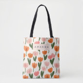Monogram Gepersonaliseerd Schattige Spring Tulip P Draagtas (Voorkant)