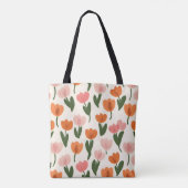 Monogram Gepersonaliseerd Schattige Spring Tulip P Draagtas (Achterkant)