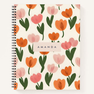 Monogram Gepersonaliseerd Schattige Spring Tulip P Notitieboek