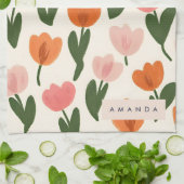 Monogram Gepersonaliseerd Schattige Spring Tulip P Theedoek (Gevouwen)