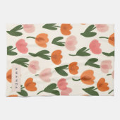 Monogram Gepersonaliseerd Schattige Spring Tulip P Theedoek (Horizontaal)