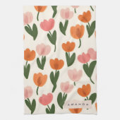 Monogram Gepersonaliseerd Schattige Spring Tulip P Theedoek (Verticaal)