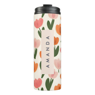 Monogram Gepersonaliseerd Schattige Spring Tulip P Thermosbeker