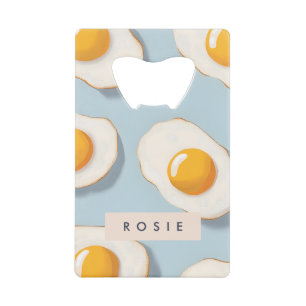 Monogram Gepersonaliseerd Sunny Side Up Egg Patroo Kredietkaart Flessenopener