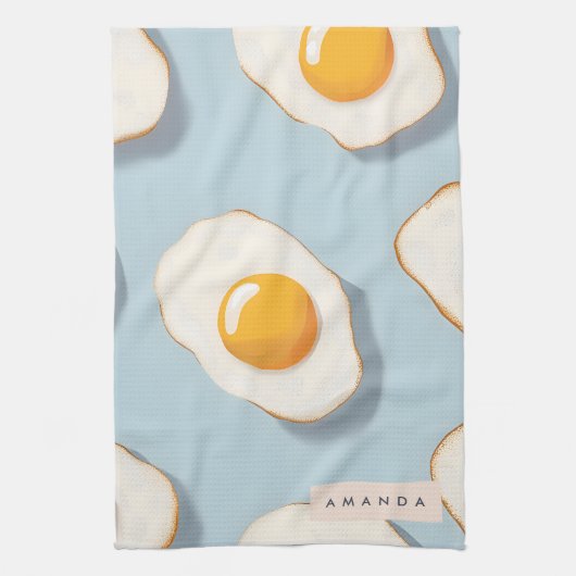 Monogram Gepersonaliseerd Sunny Side Up Egg Patroo Theedoek (Verticaal)