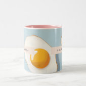Monogram Gepersonaliseerd Sunny Side Up Egg Patroo Tweekleurige Koffiemok (Center)