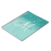 Monogram Gepersonaliseerd Turquoise Ombre Gift Notitieboek (Linkerzijde)