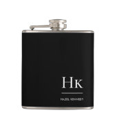 Monogram gepersonaliseerd zwart wit heupfles (Voorkant)