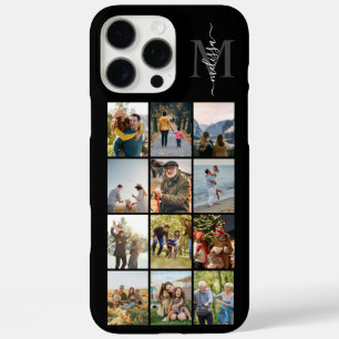 Monogram gepersonaliseerde 12 fotocollage iPhone 16 pro max hoesje