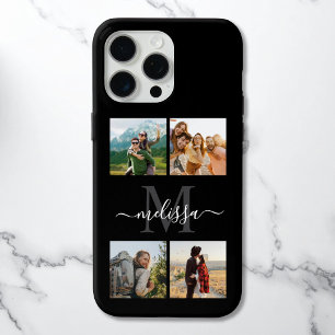 Monogram gepersonaliseerde 4 fotocollage iPhone 15 pro max hoesje