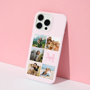 Monogram gepersonaliseerde 5 fotocollage iPhone 16 pro max hoesje