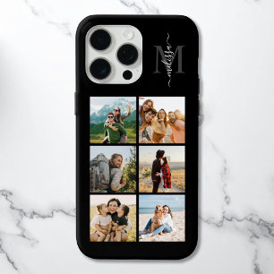 Monogram gepersonaliseerde 6 fotocollage iPhone 15 pro max hoesje