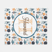 Monogram gepersonaliseerde astronaut fleece deken (Voorkant (Horizontaal))