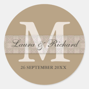 Monogram gepersonaliseerde bruiloft gunst Stickers
