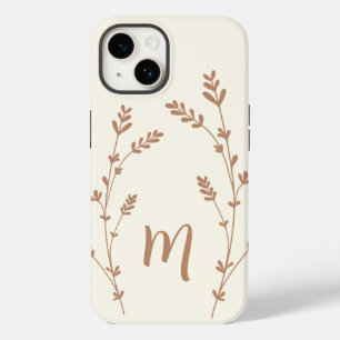Monogram gepersonaliseerde chic leaves design brow Case-Mate iPhone 14 hoesje