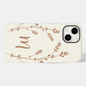 Monogram gepersonaliseerde chic leaves design brow Case-Mate iPhone case (Achterkant (horizontaal))